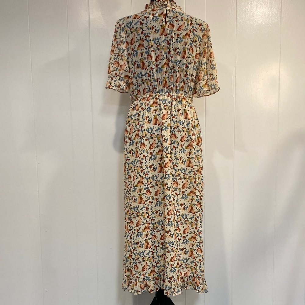 Prairiecore Floral Dress Romantic Vintage Inspired Flowy Feminine Ruffle | Large - Picture 11 of 15